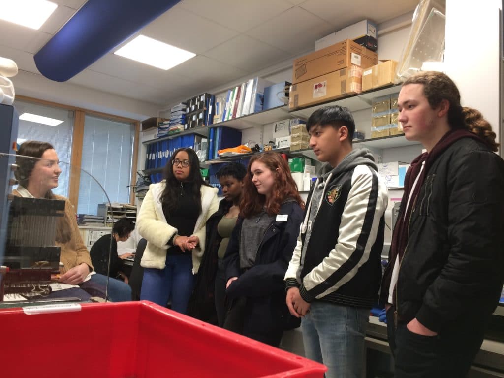 Group of sixth form students in a lab