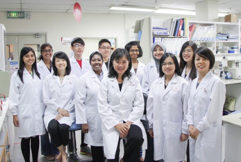 Soo-Hwang Teo and her lab members in Malaysia