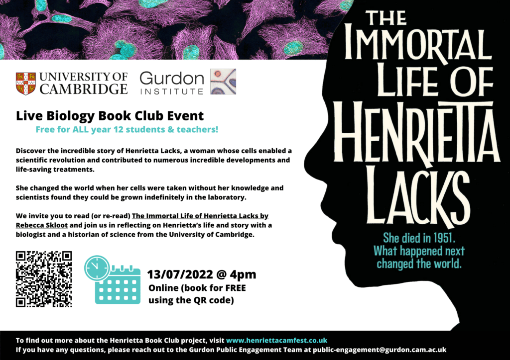 Event poster for the Henrietta Book Club event